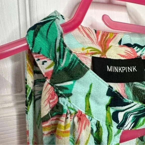 Minkpink Sunshine Coast Floral Print Tie Neck Halter Swing Top Size Small - Picture 3 of 16
